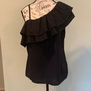 Old Navy Black Ruffle Asymmetrical One-Shoulder Sleeveless Top Women’s Small